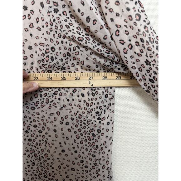 Torrid Women's Tunic Blouse Sz 4 Tan W/ Pink Black Print Flowy Semi Sheer Beach - Picture 14 of 16